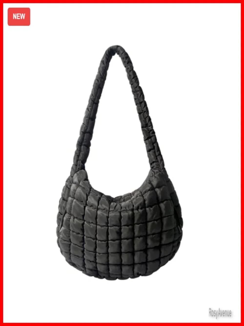 Large Quilted Nylon Puffer Hobo Tote Bag Crossbody